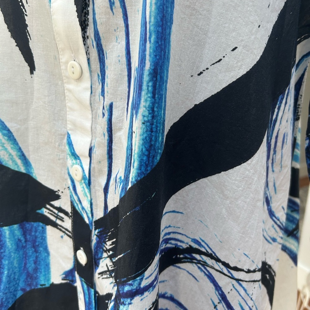Abstract Print Button-Up Dress - Picture 7 of 9